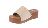 WOMAN'S SHOES BEIGE RAFFIA PLATFORM SANDAL UMA-1