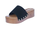 WOMAN'S SHOES BLACK NUB PLATFORM SANDAL UMA-1