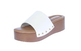 WOMAN'S SHOES WHITE PU LEATHER PLATFORM SANDAL UMA-1