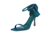 WOMAN'S HEELS EMERALD SATIN VENUS-1