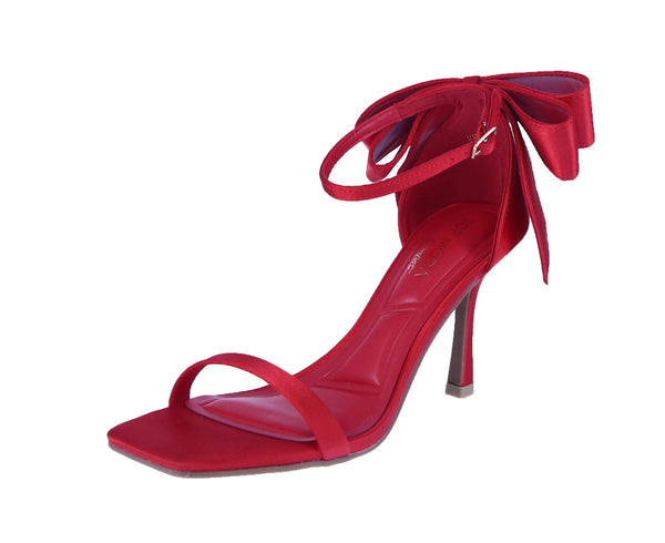 WOMAN'S HEELS RED SATIN VENUS-1