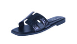 WOMAN'S SHOES BLACK CROC PAT SANDALS VESTA-8
