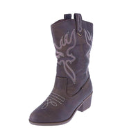 KID'S SHOES TAN PU COWBOY BOOTS WESTERN-18K