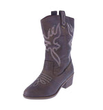 KID'S SHOES TAN PU COWBOY BOOTS WESTERN-18K