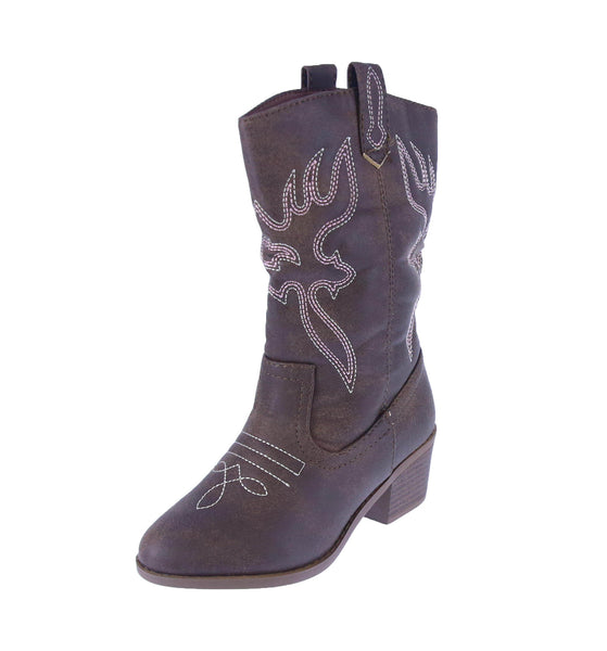 KID'S SHOES TAN PU COWBOY BOOTS WESTERN-18K