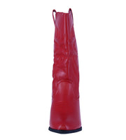 WOMAN'S SHOES RED PU LEATHER BOOTS WESTERN-18