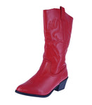 WOMAN'S SHOES RED PU LEATHER BOOTS WESTERN-18