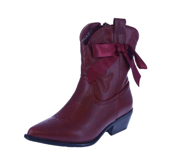 WOMAN'S SHOES WINE PU LEATHER BOOTS WILLA-25