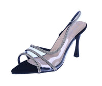 WOMAN'S SHOES BLACK NUB/CLEAR/GLITTER HEELS WYNN-1