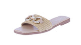 WOMAN'S SHOES BEIGE RAFFIA SANDALS DOHA-1