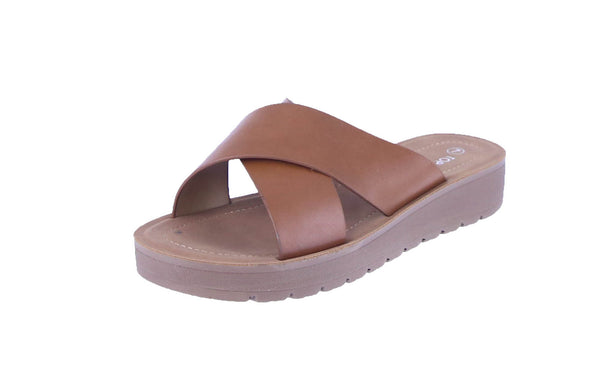 WOMAN'S SHOES TAN PU LEATHER SANDAL FOREST-16