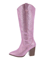 WOMAN'S SHOES PINK RHINESTONE/GLITTER BOOTS IMOGEN-38