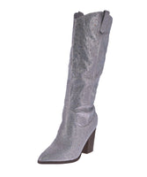 WOMAN'S SHOES SILVER RHINESTONE/GLITTER BOOTS IMOGEN-38