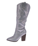 WOMAN'S SHOES SILVER RHINESTONE/GLITTER BOOTS IMOGEN-38