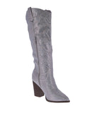 WOMAN'S SHOES SILVER RHINESTONE/GLITTER BOOTS IMOGEN-38