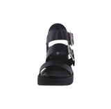 WOMAN'S SHOES BLACK PU LEATHER SANDAL KAMEO