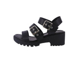 WOMAN'S SHOES BLACK PU LEATHER SANDAL KAMEO