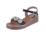 WOMAN'S SHOES BLACK PU LEATHER SANDALS LUMI-13
