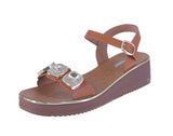 WOMAN'S SHOES TAN PU LEATHER SANDALS LUMI-13