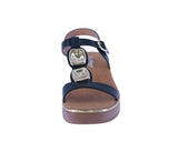WOMAN'S SHOES BLACK PU LEATHER SANDALS LUMI-14