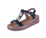 WOMAN'S SHOES BLACK PU LEATHER SANDALS LUMI-14