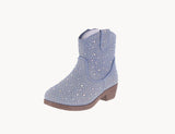 BABY'S SHOES BLUE DENIM RHINESTONE/GLITTER BOOTIES NAPLES-1A