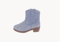 BABY'S SHOES BLUE DENIM RHINESTONE/GLITTER BOOTIES NAPLES-1A