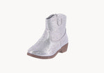 BABY'S SHOES SILVER RHINESTONE/GLITTER BOOTIES NAPLES-1A