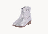 BABY'S SHOES SILVER RHINESTONE/GLITTER BOOTIES NAPLES-1A