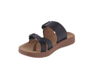 KID'S SHOES BLACK PU LEATHER SANDALS REFORM-2K