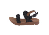 BABY'S SHOES BLACK SUEDE/RHINESTONES SANDALS REFORM-85KA