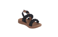 BABY'S SHOES BLACK SUEDE/RHINESTONES SANDALS REFORM-85KA