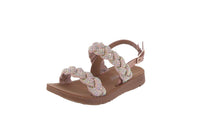 BABY'S SHOES ROSE GOLD SUEDE/RHINESTONES SANDALS REFORM-85KA