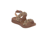 BABY'S SHOES TAUPE SUEDE/RHINESTONES SANDALS REFORM-85KA