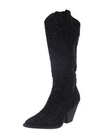 WOMAN'S SHOES BLACK RHINESTONE/GLITTER BOOTS RIVER-11