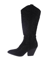 WOMAN'S SHOES BLACK RHINESTONE/GLITTER BOOTS RIVER-11