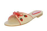 WOMAN'S SHOES BEIGE RAFFIA SANDALS STRAWBERRY-1