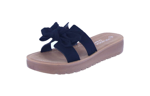 WOMAN'S SHOES BLACK DENIM LEATHER SANDALS SUSIE-38