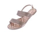 WOMAN'S SHOES ROSE GOLD RHINESTONE GLITTER SANDALS SWIFTY-2