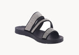 WOMAN'S SHOES BLACK GLITTER/NUB SANDALS ZEAL