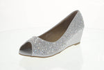 WOMAN'S SHOES SILVER GLITTER WEDGE 102-53
