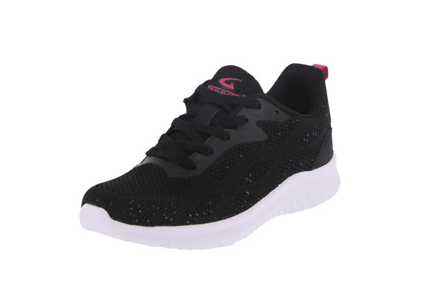 WOMAN'S SHOES BLACK/FUCHSIA MESH FABRIC TENNIS SNEAKERS 22006L