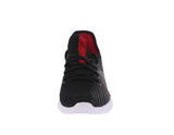 KID'S SHOES BLACK/RED FABRIC TENNIS SNEAKERS 23003K