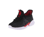 KID'S SHOES BLACK/RED FABRIC TENNIS SNEAKERS 23003K