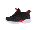 KID'S SHOES BLACK/RED FABRIC TENNIS SNEAKERS 23003K