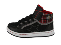 KID'S SHOES BLACK RED FABRIC PU LEATHER TENNIS SNEAKERS 23H71K