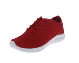 WOMAN'S SHOES RED FABRIC TENNIS SNEAKERS 3624L