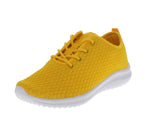 WOMAN'S SHOES YELLOW FABRIC TENNIS SNEAKERS 3624L