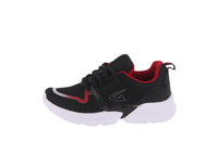 KID'S SHOES BLACK/RED MESH/FABRIC TENNIS SNEAKERS 4117K