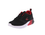 KID'S SHOES BLACK/RED FABRIC TENNIS SNEAKERS 4127K